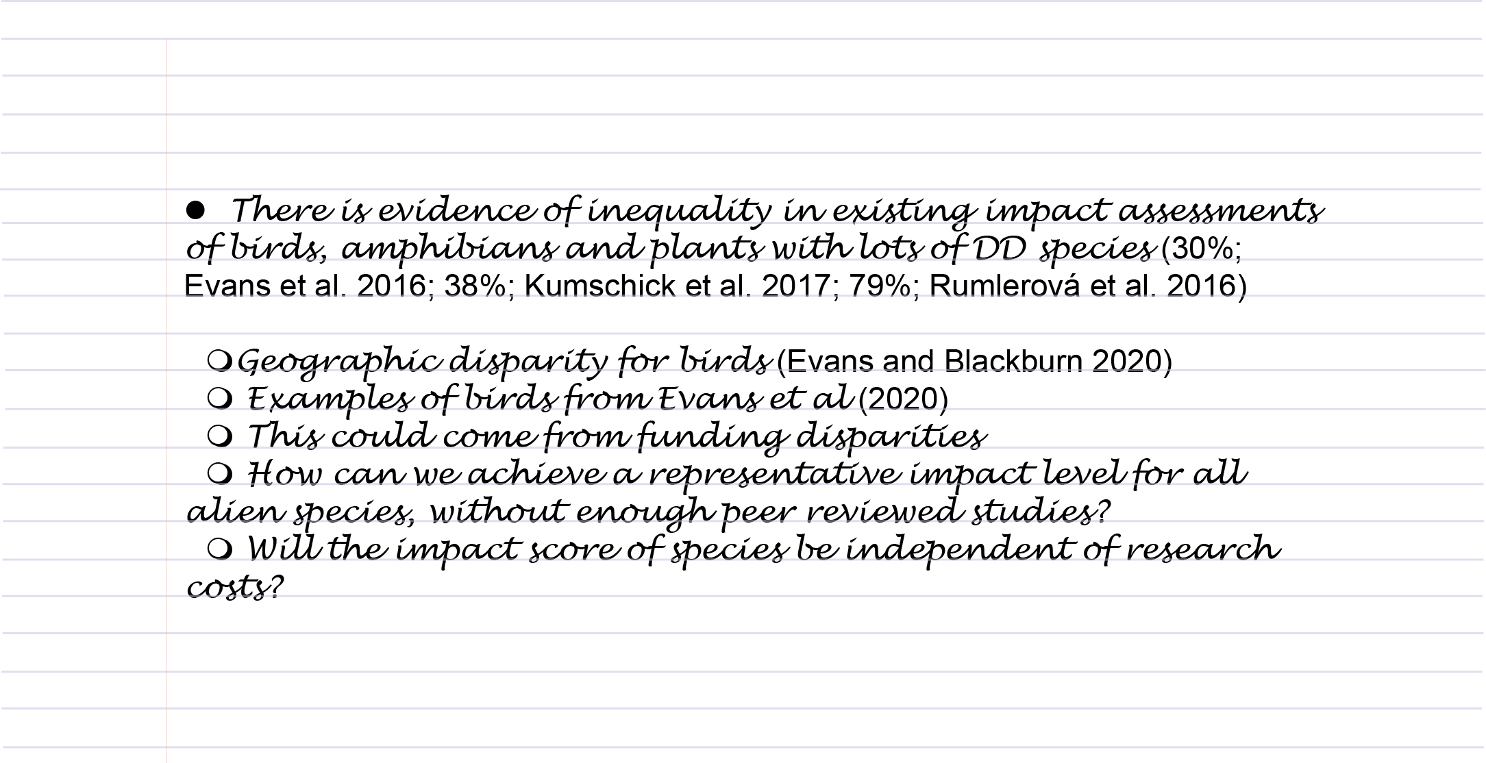 Example of a fleshed out outline of a paragraph in the introduction. In this outline taken from Measey et al. (2020), citations and relevant figures have been inserted for each of the statements.